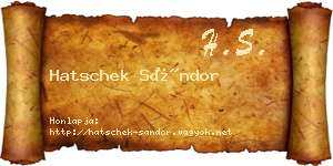 Hatschek Sándor névjegykártya